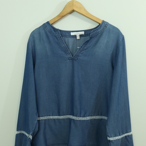 Fourteenth Place Chambray Cutout High Low Boho Too - Picture 3 of 8